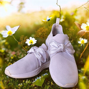 Skechers Mark Nason Debbie modern jogger Sneakers lavender w/ Bow Accent Sz 6.5